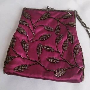 Hillard & Hanson Purple Beaded Purse Prom Purse
